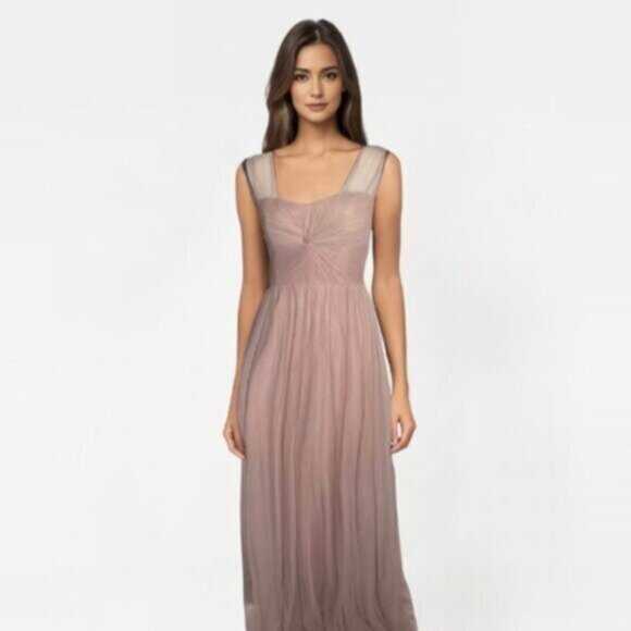 Reverly Blush Tulle Illusion Neckline Evening Gown - Picture 4 of 13